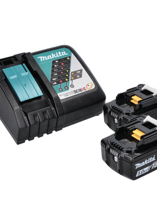 Makita DKP 181 RTJ cepillo de batería cepillo plegable 82 mm 18 V sin escobillas + 2x baterías 5,0 Ah + cargador + Makpac