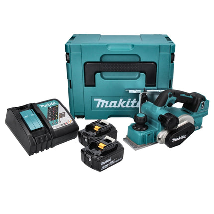 Makita DKP181RGJ Rabot sans fil 82mm 18V Brushless + 2x Batteries 6,0 Ah + Chargeur + Coffret Makpac