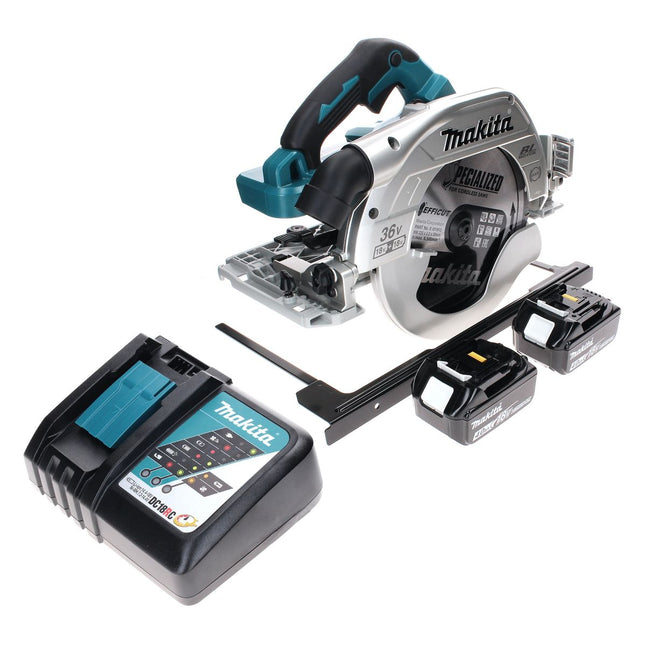 Makita DHS 900 RM2 Scie circulaire sans fil 36 V (2x 18 V) 235 mm brushless + 2x Batteries 4,0 Ah + Chargeur