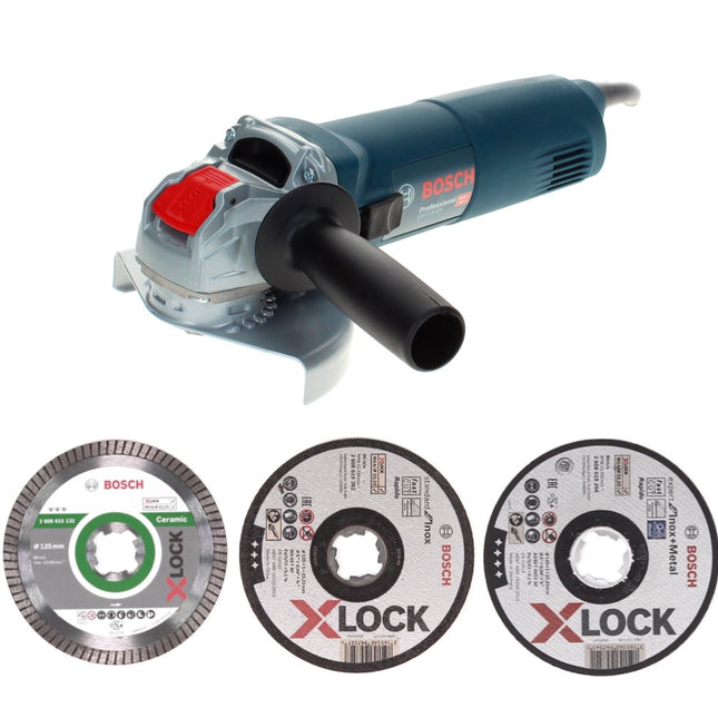 Meuleuse d'angle Bosch GWX 14-125 Professional 1400 W 125 mm X-Lock + 25x disques à tronçonner Expert + 10x disques à tronçonner standard + disque à tronçonner diamant Commander