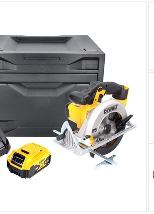 DeWalt DCS 391 P1D Akku Handkreissäge 18 V 165 mm + 1x Akku 5,0 Ah + Ladegerät + D-Box