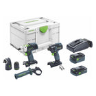 Festool TID 18 5.2/4.0 set PDC 18 juego de destornillador y taladro 18 V sin escobillas (576488) + 1x batería 4,0 Ah + 1x batería 5,2 Ah + cargador + systainer