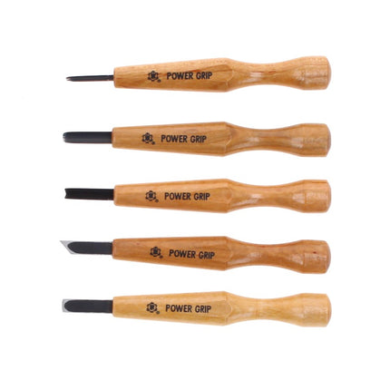 Shogun MIKISYO Power Grip Holz Schnitzmesser Kerbschnitzsatz / Zierschnitzsatz 5 tlg. Set ( PG-5 ) - Made in Japan - Toolbrothers