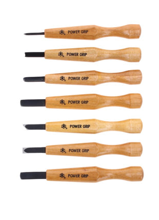 Shogun CHOKOKUTO Power Grip Holz Schnitzmesser Kerbschnitzsatz / Zierschnitzsatz 7 tlg. Set ( PG-7 ) - Made in Japan - Toolbrothers