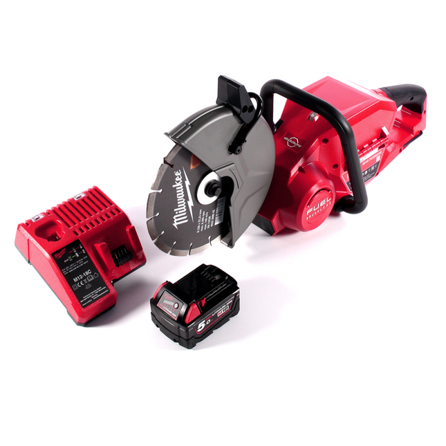 Tronçonneuse à batterie Milwaukee M18 FCOS230-501C 18 V 230 mm sans balais + 1x batterie 5,0 Ah + chargeur