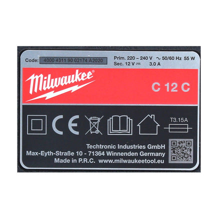 Kit de démarrage de batterie Milwaukee 12 V avec 2x batteries 1,5 Ah + chargeur M12 C12C
