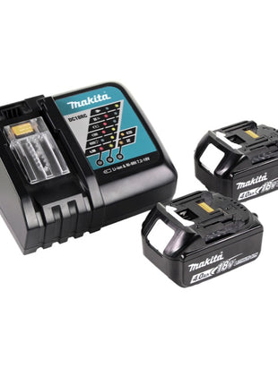 Cisaille à gazon sans fil Makita DUM 604 RM 18 V + rallonge de poignée avec rouleau + 2 batteries 4,0 Ah + chargeur