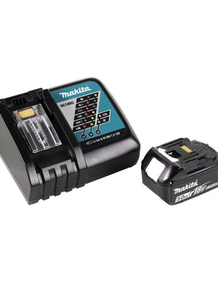 Cisaille à gazon sans fil Makita DUM 604 RT1 18 V + rallonge de poignée avec rouleau + 1 batterie 5,0 Ah + chargeur