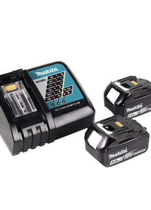 Cisaille à gazon sans fil Makita DUM 604 RT 18 V + rallonge de poignée avec rouleau + 2x batteries 5,0 Ah + chargeur