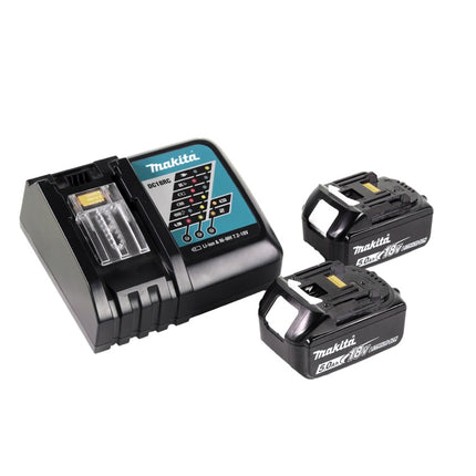 Cisaille à gazon sans fil Makita DUM 604 RT 18 V + rallonge de poignée avec rouleau + 2x batteries 5,0 Ah + chargeur