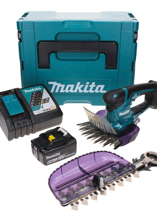 Cisaille à gazon sans fil Makita DUM 604 RG1XJ 18 V avec lame de cisaille à herbe et arbustes + 1x batterie 6,0 Ah + chargeur + Makpac