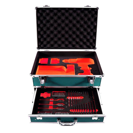 Makita DHP 484 SM1TX Perceuse visseuse à percussion sans fil 18 V 54 Nm Brushless + 1x Batterie 4,0 Ah + Chargeur + Coffret aluminium TX + Jeu d’embouts et de forets, 70 pcs.