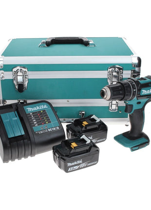 Makita DHP 482 SFTX perceuse à percussion sans fil 18 V 62 Nm + 2 batteries 3,0 Ah + chargeur + jeu de 70 forets + mallette en aluminium TX