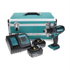 Makita DHP 482 SFTX perceuse à percussion sans fil 18 V 62 Nm + 2 batteries 3,0 Ah + chargeur + jeu de 70 forets + mallette en aluminium TX