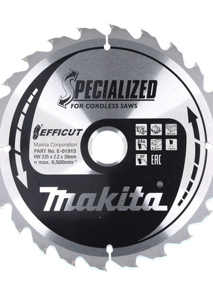 Hoja de sierra Makita CCM23524G SPECIALIZED EFFICUT 235 x 30 x 1,5 mm (E-01915) 24 dientes para madera