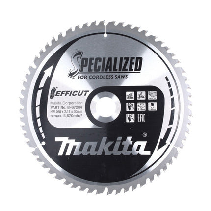 Makita CMSXF26080G Lame de scie circulaire SPECIALIZED EFFICUT 260 x 30 x 1,65 mm , 60 dents pour bois ( B-67284 )