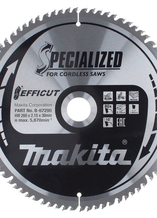 Makita CMSXF26080G SPECIALIZED EFFICUT Sägeblatt 260 x 30 x 1,65 mm ( B-67290 ) 80 Zähne für Holz