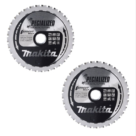 Makita MCCS15033E Hoja de sierra SPECIALIZED EFFICUT 150 x 20 x 1,1 mm 2 piezas (2x B-69325) 33 dientes para metal