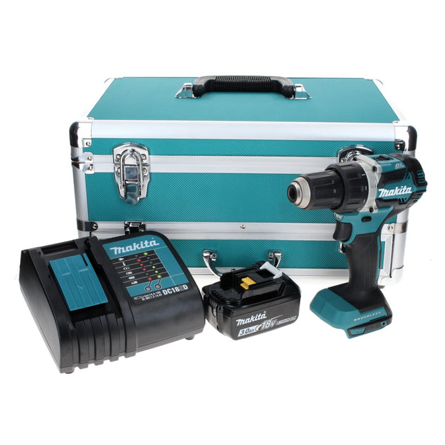 Makita DDF 484 SF1TX perceuse-visseuse sans fil 18 V 54 Nm sans balais + 1 batterie 3,0 Ah + chargeur + jeu de 70 forets + coffret en aluminium TX