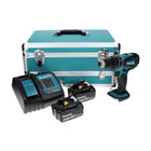 Makita DHP 456 STTX Akku Schlagbohrschrauber 18 V 50 Nm + 2x Akku 5,0 Ah + Ladegerät + 70 tlg. Bit Bohrer Set + TX Alu Koffer