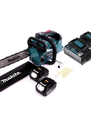 Tronçonneuse à batterie Makita DUC 306 PT 36 V (2x 18 V) sans balais 30 cm + 2x batteries 5,0 Ah + double chargeur