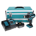 Makita DHP 485 SF1TX perceuse à percussion sans fil 18 V 50 Nm sans balais + 1 batterie 3,0 Ah + chargeur + jeu de 70 forets + coffret en aluminium TX