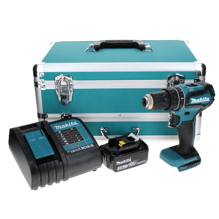 Makita DHP 485 SF1TX perceuse à percussion sans fil 18 V 50 Nm sans balais + 1 batterie 3,0 Ah + chargeur + jeu de 70 forets + coffret en aluminium TX