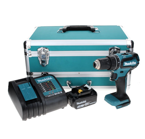 Makita DHP 485 SF1TX taladro percutor inalámbrico 18 V 50 Nm sin escobillas + 1x batería 3,0 Ah + cargador + juego de brocas de 70 piezas + maletín de aluminio TX