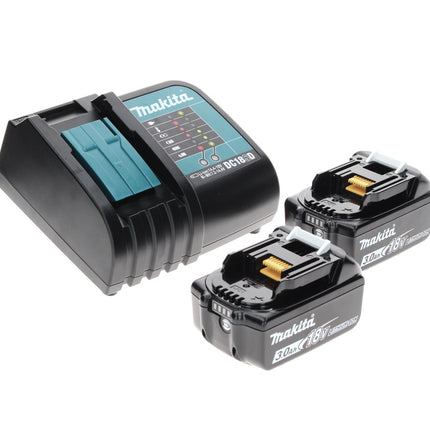 Makita DHP 485 SFTX perceuse à percussion sans fil 18 V 50 Nm sans balais + 2 batteries 3,0 Ah + chargeur + jeu de 70 forets + coffret en aluminium TX