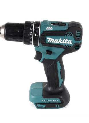 Taladro percutor inalámbrico Makita DHP 485 M1TX 18 V 50 Nm sin escobillas + 1x batería 4,0 Ah + juego de brocas de 70 piezas + maletín de aluminio TX - sin cargador