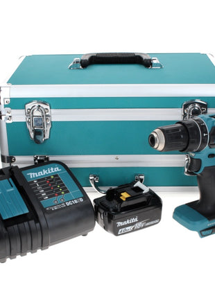 Makita DHP 485 SM1TX taladro percutor inalámbrico 18 V 50 Nm sin escobillas + 1x batería 4,0 Ah + cargador + juego de brocas de 70 piezas + maletín de aluminio TX