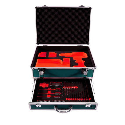 Makita DHP 485 SM1TX Perceuse à percussion sans fil 18 V 50 Nm Brushless + 1x Batterie 4,0 Ah + Chargeur + Coffret aluminium TX + Jeu d’embouts et de forets, 70 pcs.