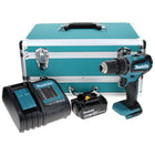Makita DHP 485 SG1TX Perceuse-visseuse à percussion sans fil 18 V 50 Nm Brushless + 1x Batterie 6,0 Ah + Chargeur + Jeu de mèches 70 pièces + Coffret en aluminium TX