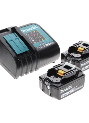 Taladro percutor a batería Makita DHP 485 SGTX 18 V 50 Nm sin escobillas + 2x baterías 6,0 Ah + cargador + juego de brocas de 70 piezas + maletín de aluminio TX