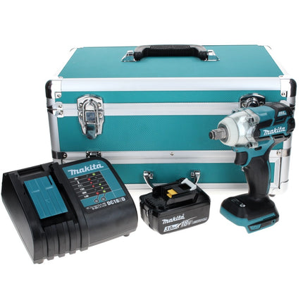 Makita DTW 285 SF1TX clé à chocs sans fil 18 V 280 Nm 1/2" sans balais + 1 batterie 3,0 Ah + chargeur + jeu de 70 forets + coffret en aluminium TX