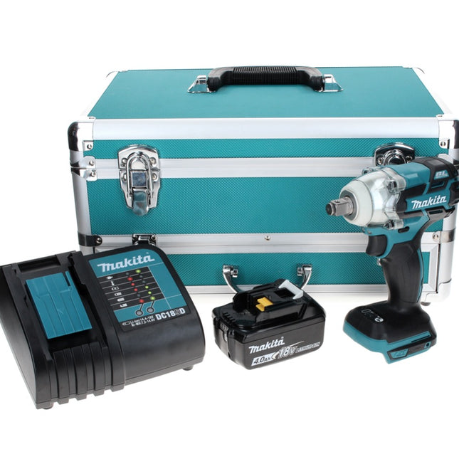 Makita DTW 285 SM1TX Visseuse à chocs sans fil 18 V 280 Nm 1/2 " Brushless + 1x Batterie 4.0 Ah + Chargeur + Jeu de mèches 70 pièces + Coffret TX