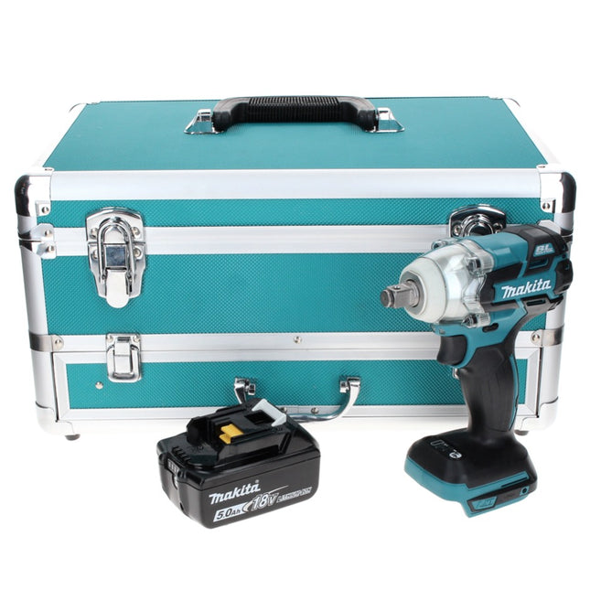 Makita DTW 285 T1TX Visseuse à chocs sans fil 18 V 280 Nm 1/2" Brushless + 1x Batterie 5,0 Ah + Jeu de mèches 70 pièces + Mallette TX - sans chargeur