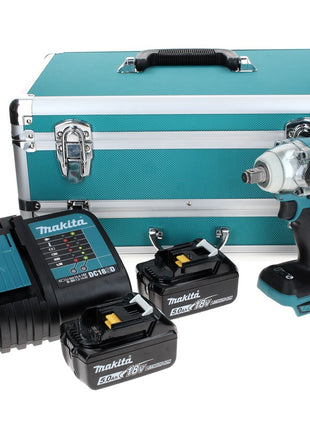 Makita DTW 285 STTX Akku Schlagschrauber 18 V 280 Nm 1/2" Brushless + 2x Akku 5,0 Ah + Ladegerät + 70 tlg. Bit Bohrer Set + TX Alu Koffer