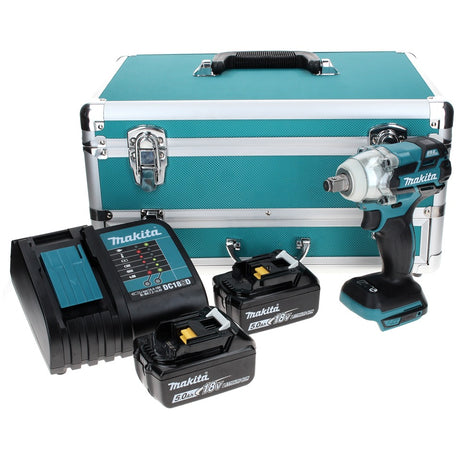 Makita DTW 285 STTX Visseuse à chocs sans fil 18 V 280 Nm 1/2 " Brushless + 2x Batteries 5.0 Ah + Chargeur + Jeu de mèches 70 pièces + Mallette TX