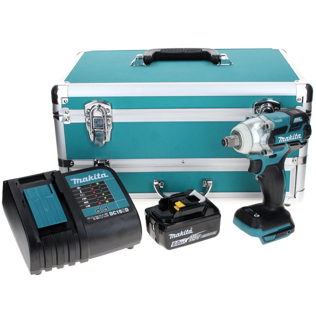 Makita DTW 285 SG1TX Visseuse à chocs sans fil 18 V 280 Nm 1/2" Brushless + 1x Batterie 6.0 Ah + Chargeur + Jeu de mèches 70 pièces + Mallette TX