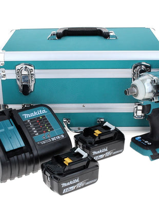 Makita DTW 300 SFTX llave de impacto a batería 18 V 330 Nm 1/2" sin escobillas + 2x baterías 3,0 Ah + cargador + juego de brocas de 70 piezas + maletín de aluminio TX