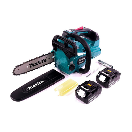 Makita DUC 256 M Tronçonneuse à chaîne sans fil 36 V ( 2x 18 V ) Brushless 25 cm + 2x batterie 4,0 Ah - sans chargeur
