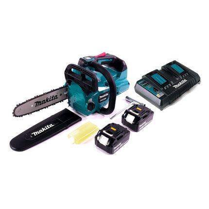 Makita DUC 256 PG Tronçonneuse à chaîne sans fil 36 V ( 2x 18 V ) Brushless 25 cm + 2x batterie 6,0 Ah + double chargeur