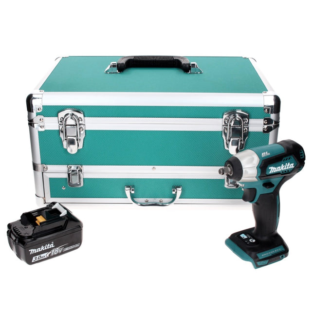 Makita DTW 180 F1TX Clé à chocs sans fil 18 V 180 Nm 3/8" sans balais + 1x batterie 3,0 Ah + jeu de 70 forets + coffret en aluminium TX - sans chargeur