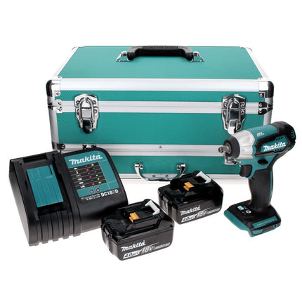 Makita DTW 180 SMTX Visseuse à chocs sans fil 18 V 180 Nm 3/8" Brushless + 2x Batteries 4.0 Ah + Chargeur + Jeu de mèches 70 pièces + Mallette TX