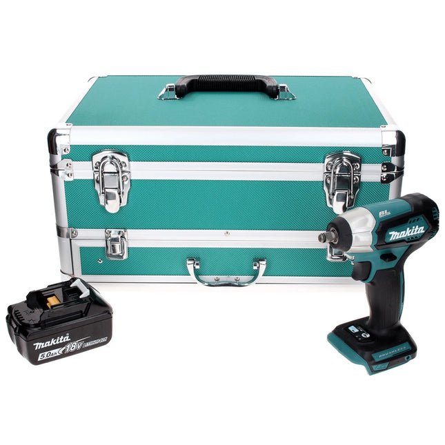 Makita DTW 180 T1TX Visseuse à chocs sans fil 18 V 180 Nm 3/8" Brushless + 1x Batterie 5,0 Ah + Jeu de mèches 70 pièces + Mallette TX - sans chargeur