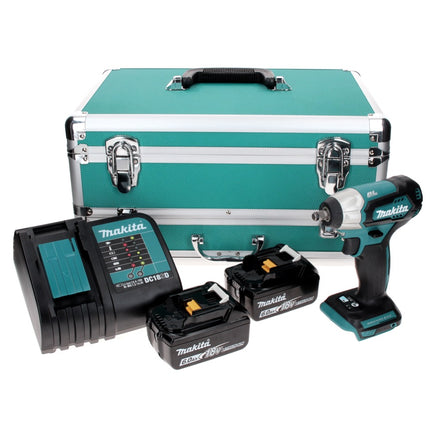 Makita DTW 180 SGTX Visseuse à chocs sans fil 18 V 180 Nm 3/8" Brushless + 2x Batteries 6,0 Ah + Chargeur + Jeu de mèches 70 pièces + Mallette TX