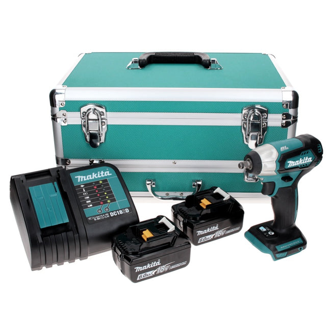 Makita DTW 180 SGTX Visseuse à chocs sans fil 18 V 180 Nm 3/8" Brushless + 2x Batteries 6,0 Ah + Chargeur + Jeu de mèches 70 pièces + Mallette TX