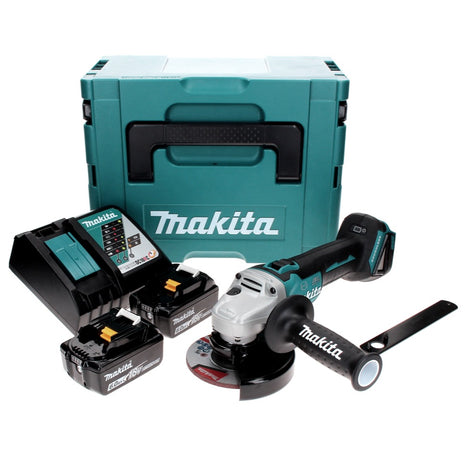 Makita DGA 506 RGJ Akku Winkelschleifer 18 V 125 mm Brushless + 2x Akku 6,0 Ah + Ladegerät + Makpac