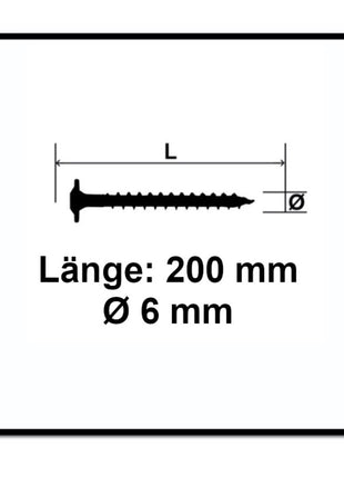 SPAX HI.FORCE Vis à bois 6,0 x 200 mm - Tête disque, Filetage partiel, Torx T-Star Plus T30, Wirox 4CUT, 50 pcs. ( 0251010602005 )